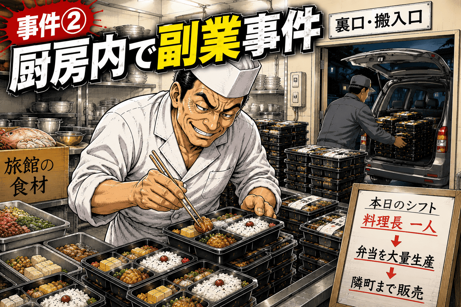 事件② 「厨房内で副業事件」