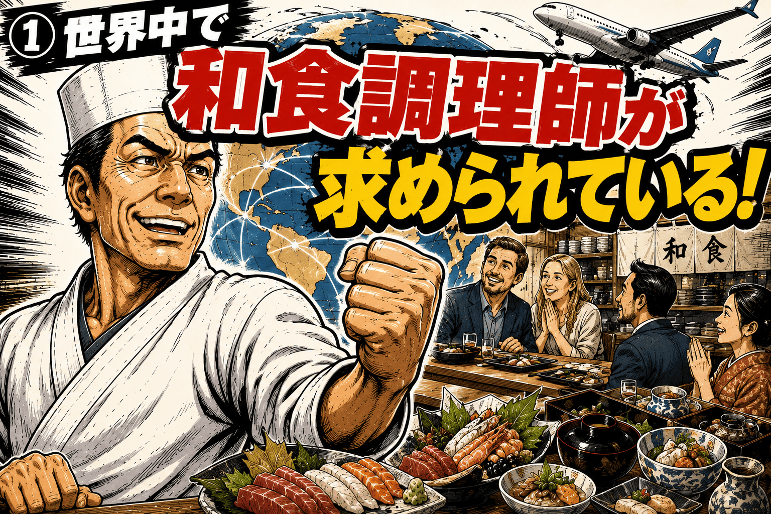 ①世界中で和食調理師が求められている！
